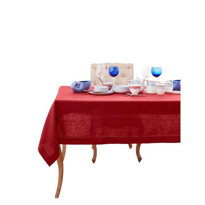 Solino Home 100% Pure Linen Tablecloth | Classic Hemstitch