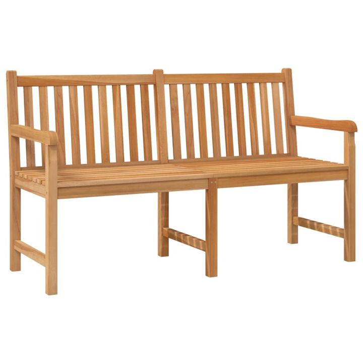 vidaXL Patio Bench - 59.1" Length, Solid Teak Wood, Fine Sanded, Waterbase Finish, Weather Resistant, Garden Furniture, Outdoor Seating