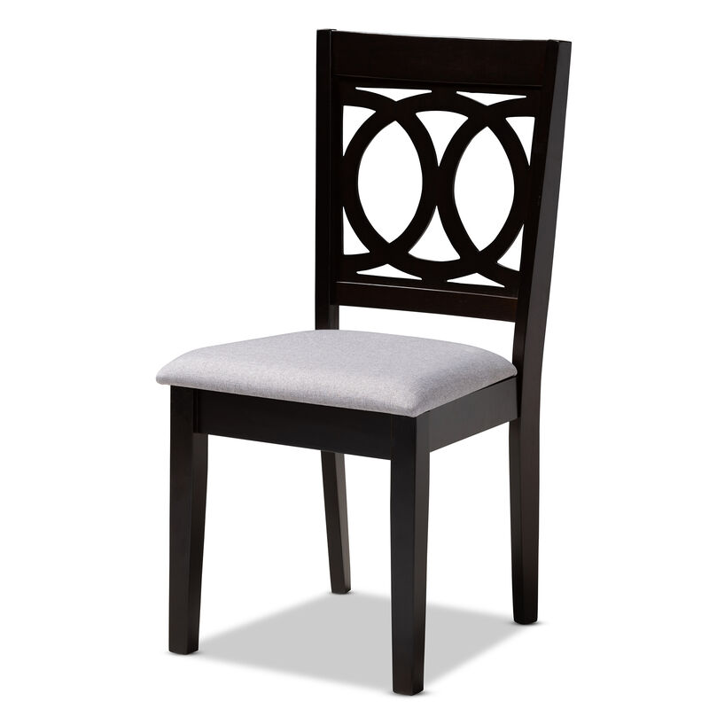 Baxton Studio Lenoir Modern Gray Fabric Upholstered Espresso Finished Wood Dining Chair