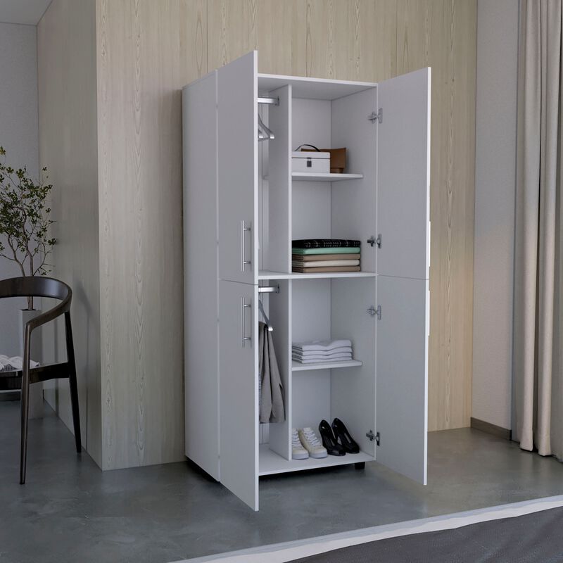 Hazel Armoire Wardrove 70" H, Double Doors, 6 Shelves, 2 Hanging Rods, Black , Bedroom