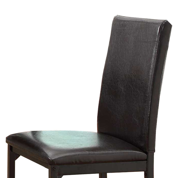 Leatherette Upholstered Counter Height Metal Frame Side Chair, Dark Brown (Set of 4)-Benzara