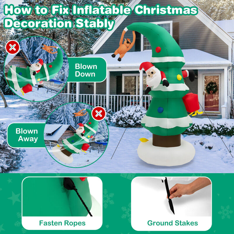 Inflatable Christmas Tree with Santa Claus for Fun and Festive Outdoor Holiday Decor