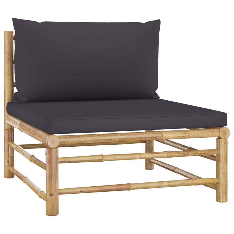 vidaXL 5 Piece Garden Lounge Set with Dark Gray Cushions Bamboo