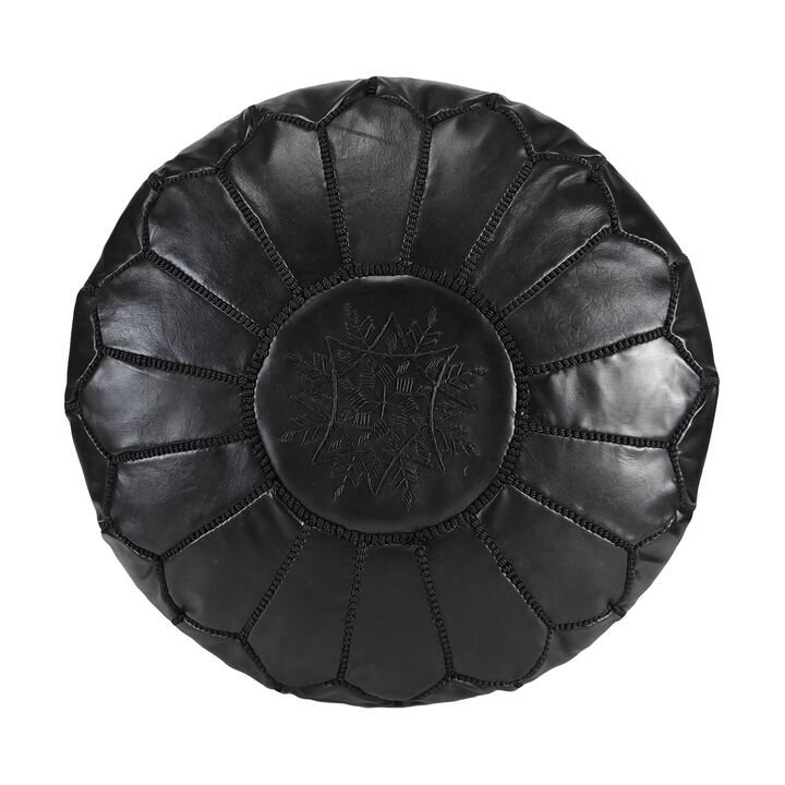 Handmade Moroccan Ottoman, Genuine Leather Pouf