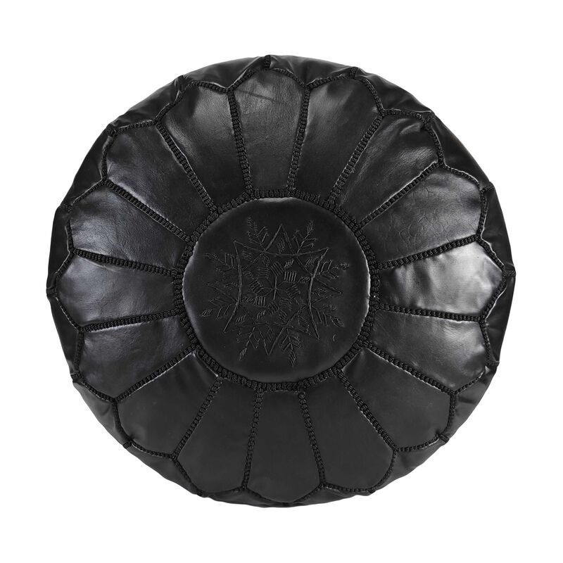Handmade Moroccan Ottoman, Genuine Leather Pouf