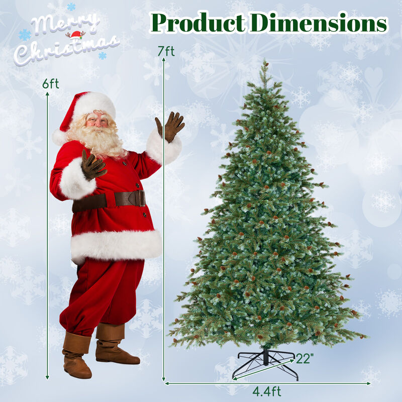 Christmas Tree with Warm White LED Lights and Pine Cones