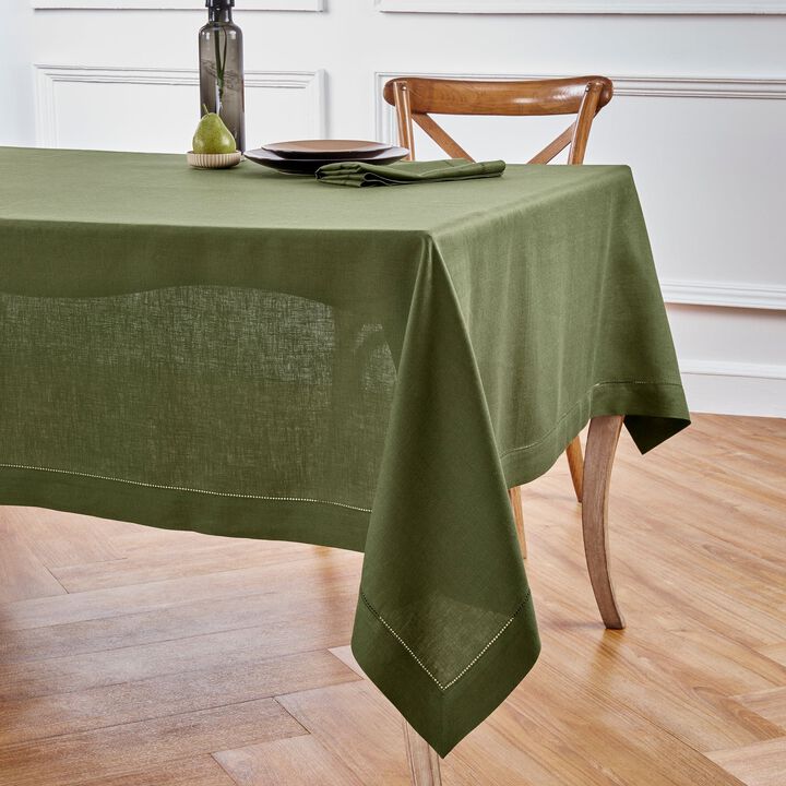 Solino Home 100% Pure Linen Tablecloth | Classic Hemstitch