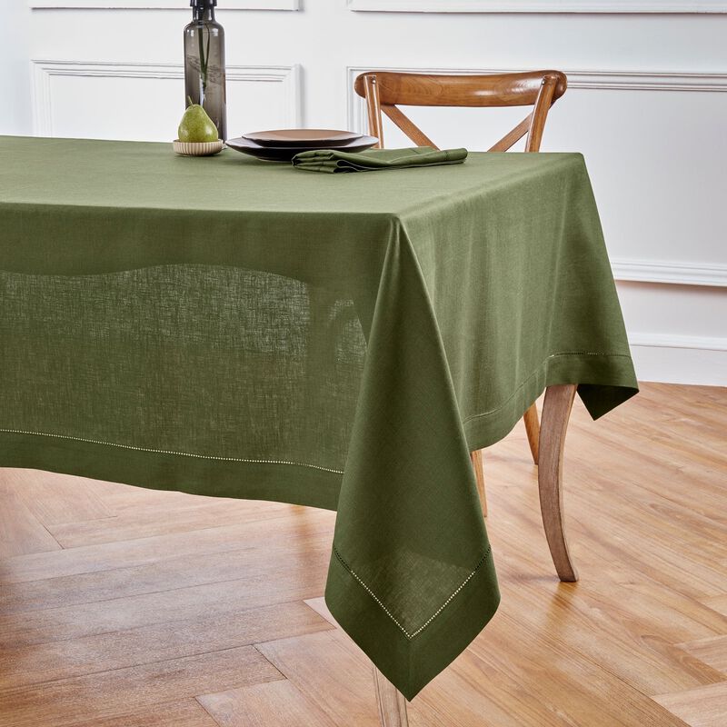 Solino Home 100% Pure Linen Tablecloth | Classic Hemstitch
