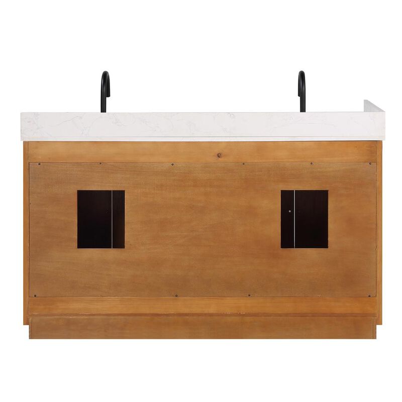 Altair 60 Double Bathroom Vanity in Light Brown with Mirror