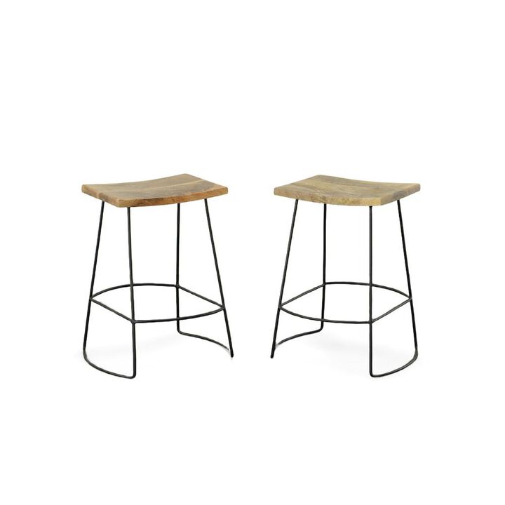 Carolina Living Reece 25 Saddle Seat Counter Stool - Set of 2 - Natural/Black