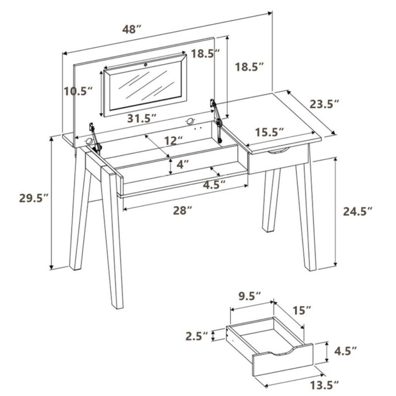 Hivvago Dressing Table with Flip Mirror and Storage Drawer