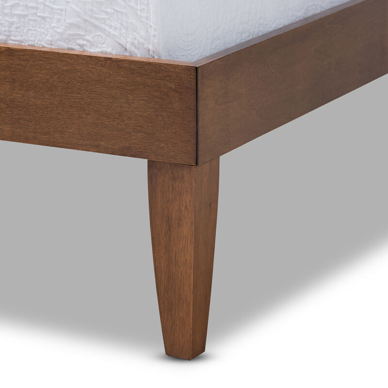 Baxton Studio Lucina Mid Century Modern Walnut Brown Finished Twin Size Platform Bed Frame