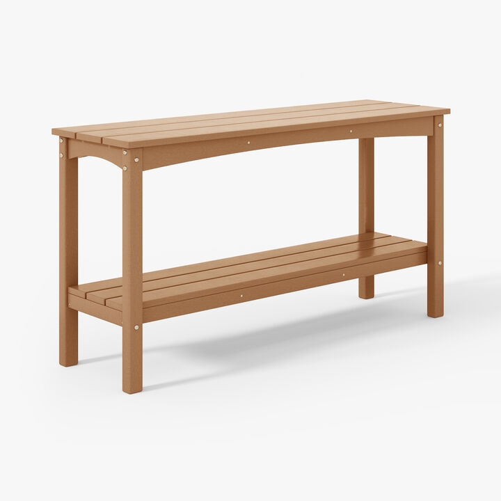 WestinTrends 55" Outdoor Patio HDPE Adirondack 2-Tier Shelf Console Table