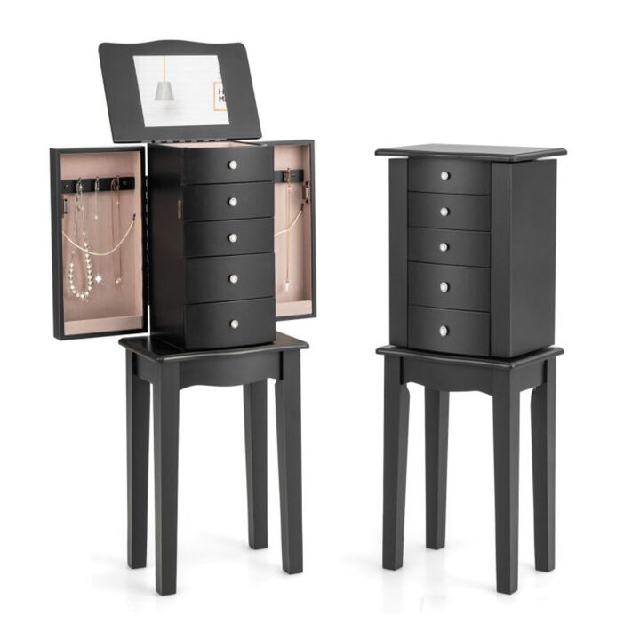 Hivvago Jewelry Armoire with Top Flip Mirror and 4 Drawers