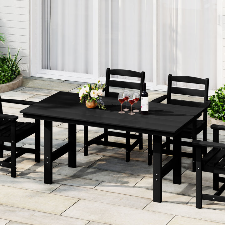WestinTrends Outdoor Modern HDPE 66" Wide Rectangle Patio Dining Table for 6