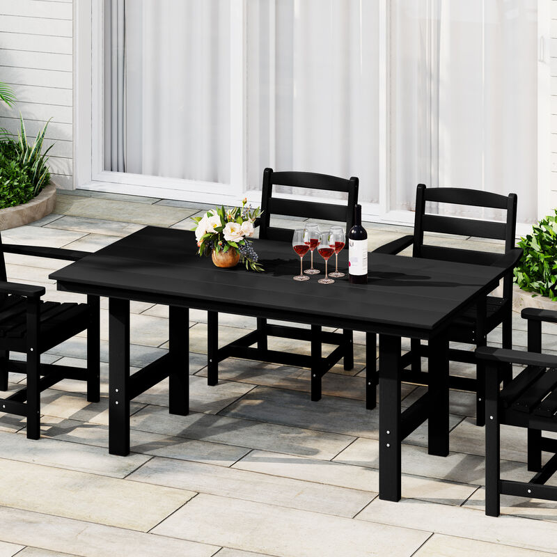 WestinTrends Outdoor Modern HDPE 66" Wide Rectangle Patio Dining Table for 6
