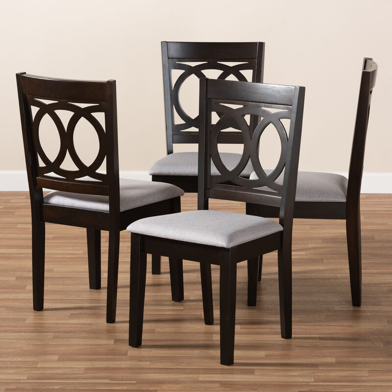 Baxton Studio Lenoir Modern Gray Fabric Upholstered Espresso Finished Wood Dining Chair