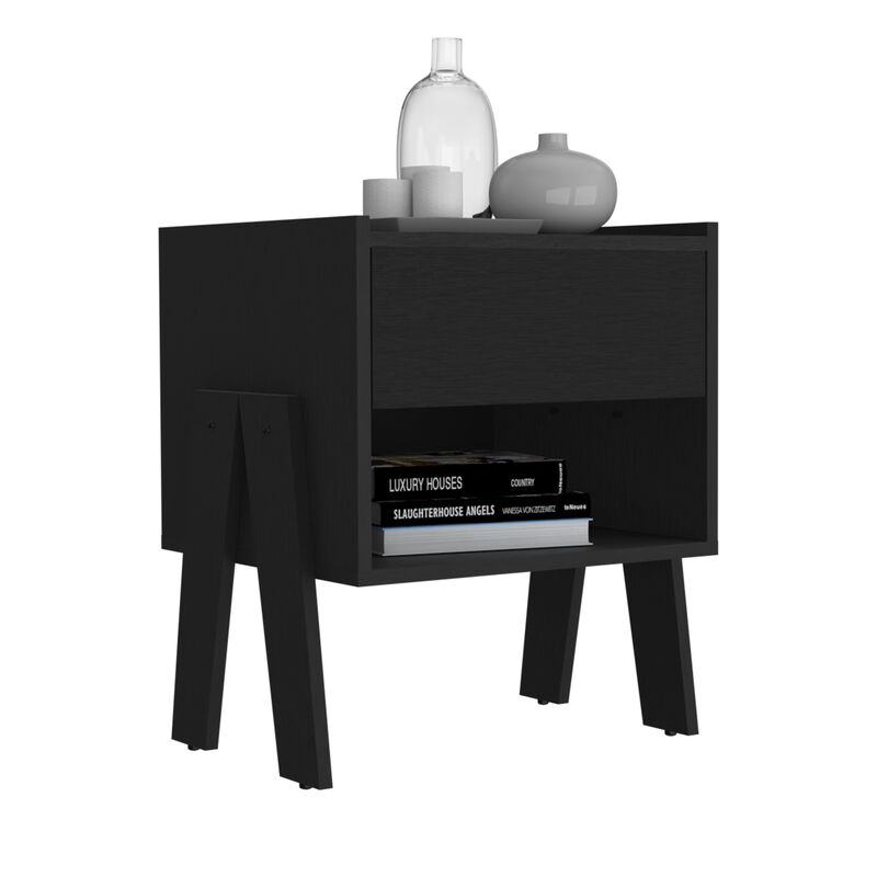 DEPOT E-SHOP Caladium Nightstand, One Drawer, One Open Shelf, Light Gray