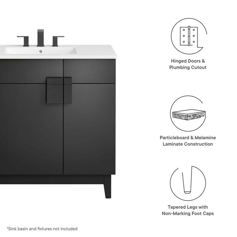 Modway Miles 36” Bathroom Vanity Cabinet (Sink Basin Not Included)