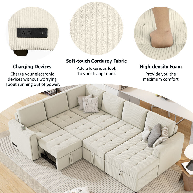 Merax U-shaped Sofa Sectional Sofa with A Storage Chaise Lounge