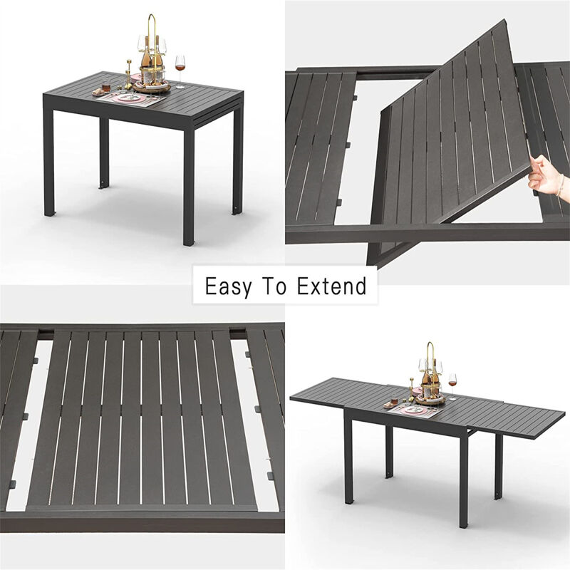 Expandable Metal Patio Table for 6-8 People