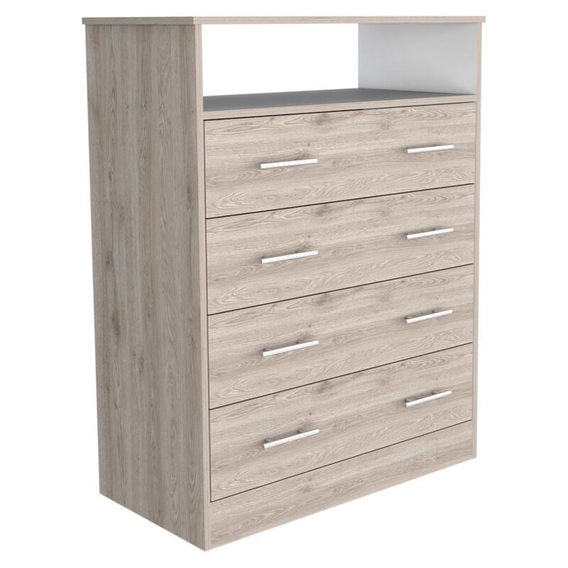 Four Drawer Dresser Wuju, Bedroom, Light Gray / White