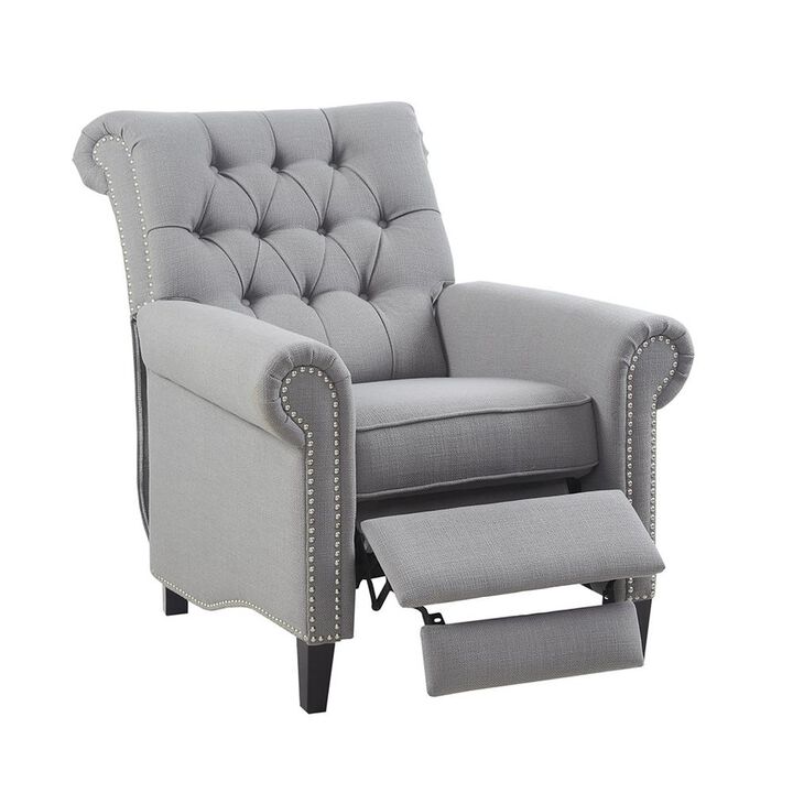 Belen Kox Button-Tufted Grey Push Back Recliner, Belen Kox
