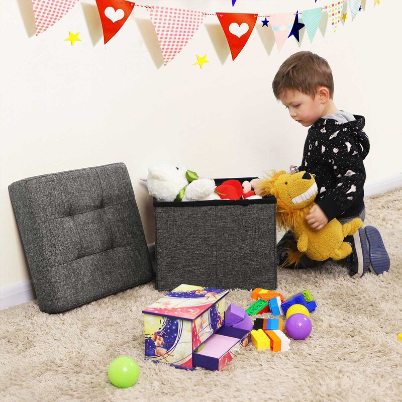 Folding Storage Ottoman Cube Footrest Stool Coffee Table Puppy Step