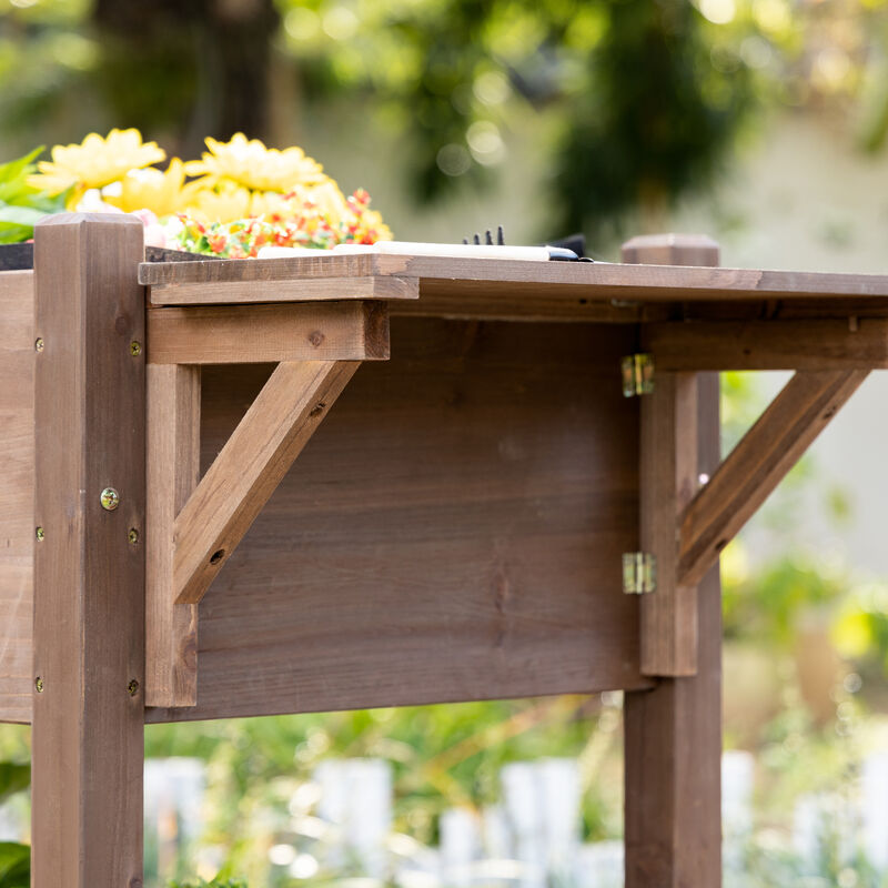Streamdale Spacious Wheeled Elevated Planter with Storage and Drainage