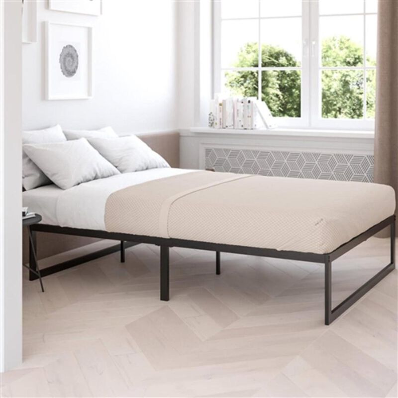 Hivvago King Size 14 Inch Black Metal Steel Slat Platform Bed