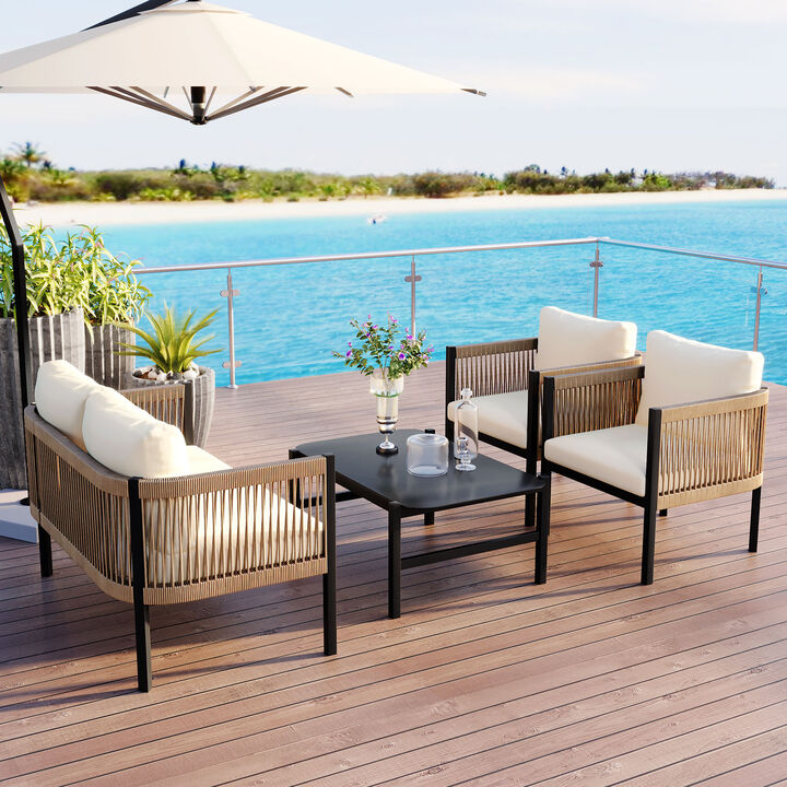 Merax Outdoor Sofa Combination with A Table