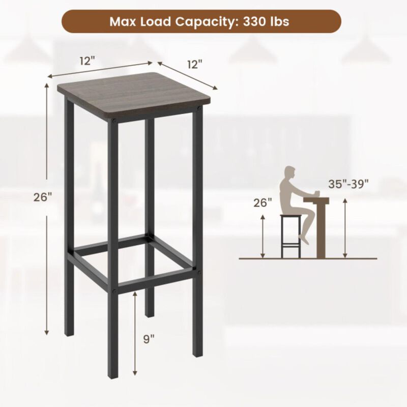 Hivvago Set of 4 Bar Stool Set 26" Bar Chair with Metal Legs and Footrest