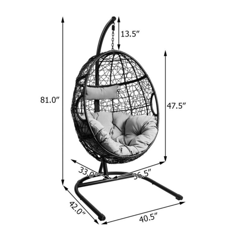 Hivvago Hanging Cushioned Hammock Chair with Stand -Gray