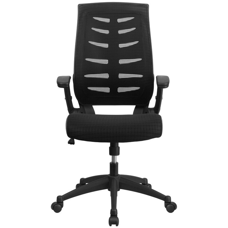 Kale High Back Designer Black Mesh Executive Swivel Ergonomic Office Chair with Height Adjustable Flip-Up Arms