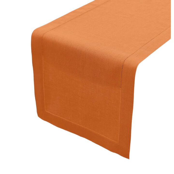 Solino Home 100% Pure Linen Table Runner | Classic Hemstitch for Thanksgiving, Christmas