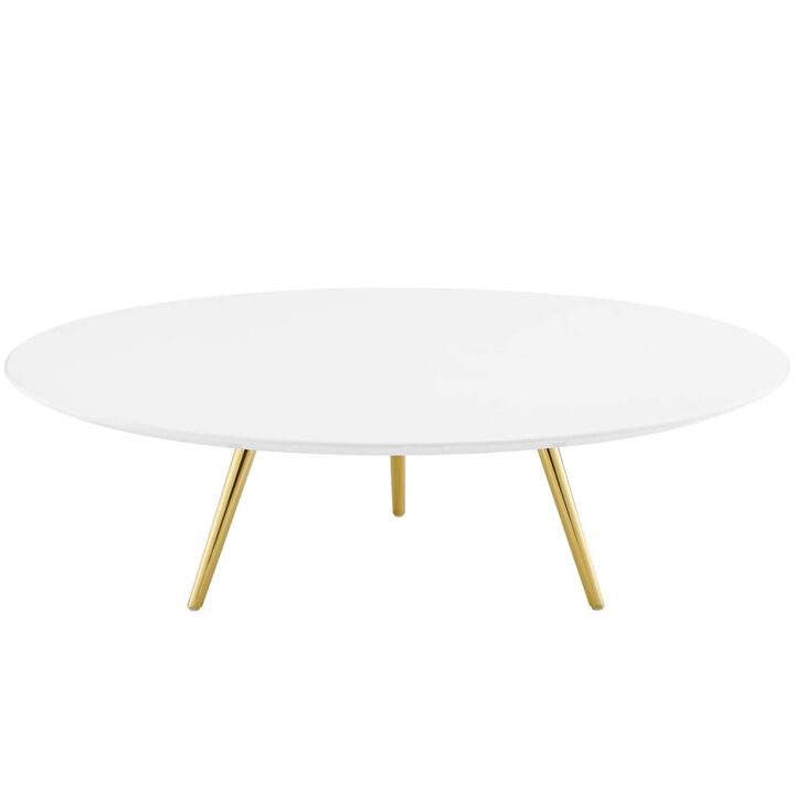 Modway Lippa 47" Mid-Century Modern Round Coffee Table with Tripod Base in Gold White