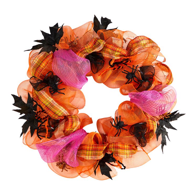Hivvago 26" Halloween Spider Mesh Wreath