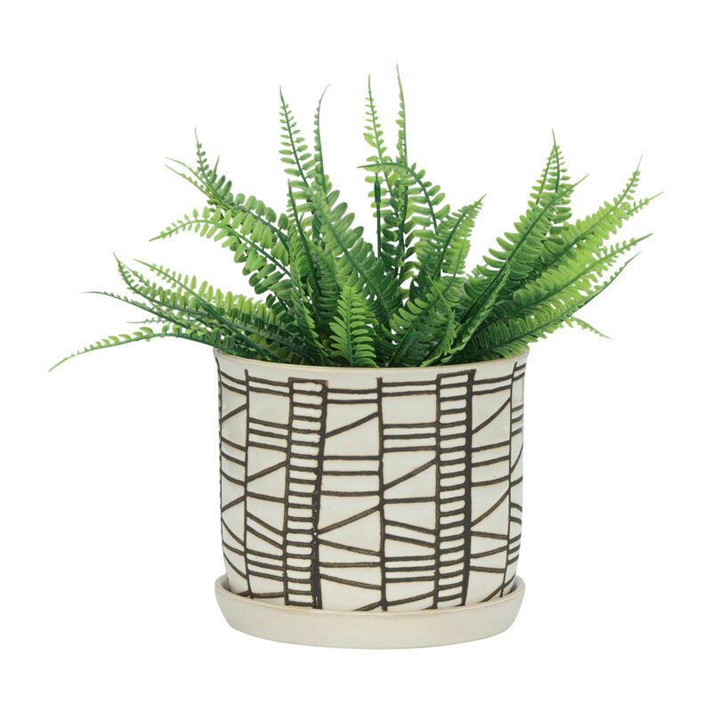 Planter W/ Saucer, Beige