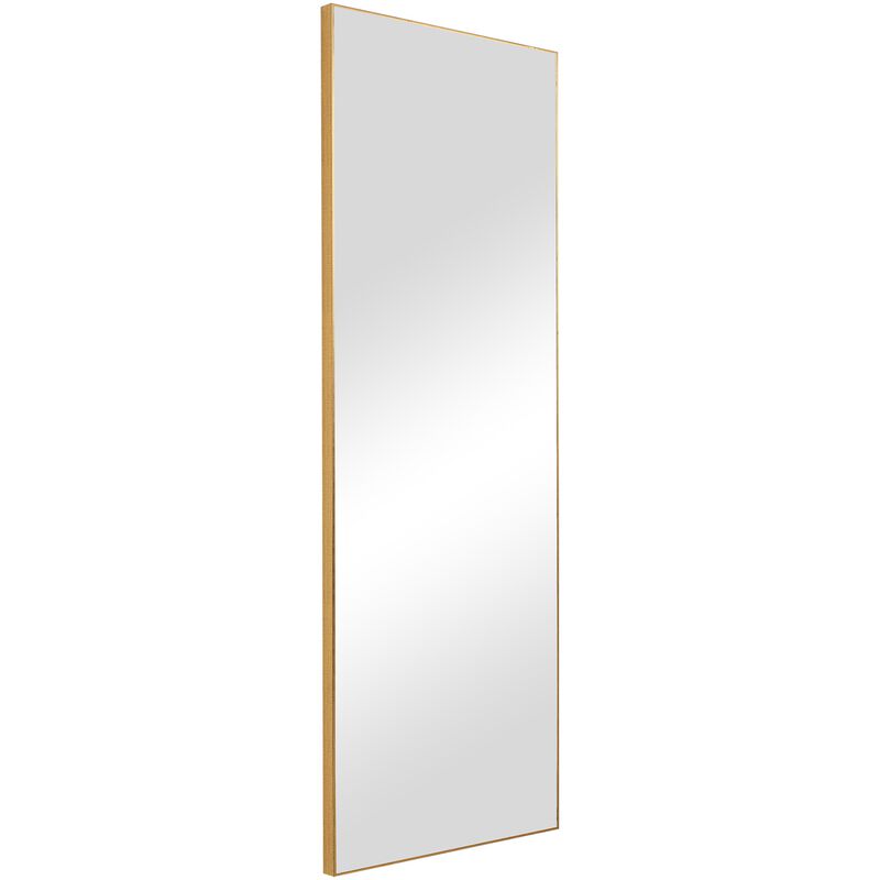 Rectangular Shape Thin Polystyrene Frame Long Mirror, Gold - Benzara