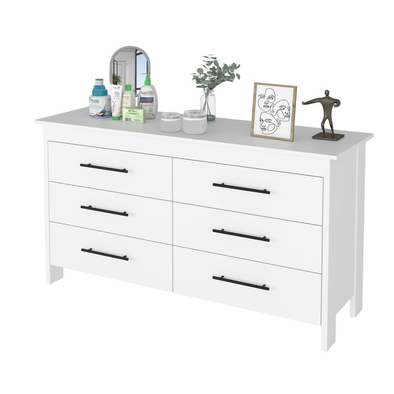 6 Drawer Double Dresser Wezz, Bedroom, White