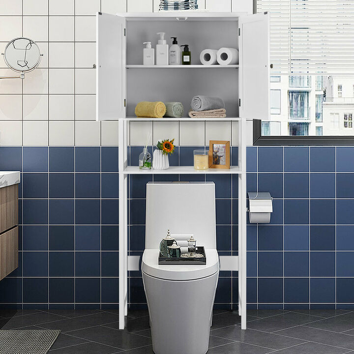 Costway Bathroom  Over The Toilet Storage Cabinet   with Adjustable Shelf