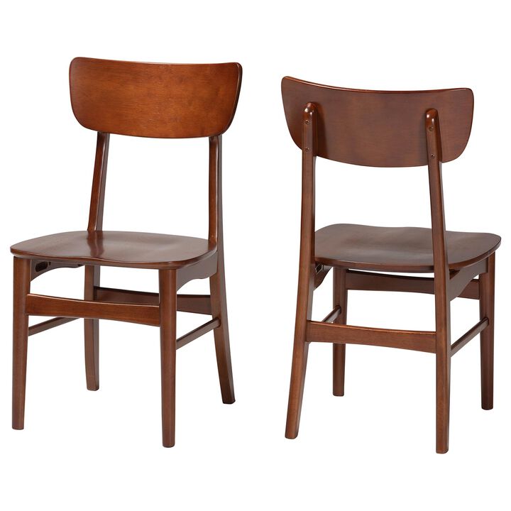 Baxton Studio Netherlands Mid Century Scandinavian Dark Walnut Bent Wood Dining Side Chair