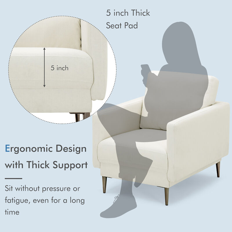 Costway Modern Upholstered Accent Chair Single Sofa Armchair Living Room Funiture