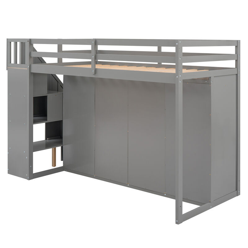 Merax Functional Loft Bed with Wardrobe