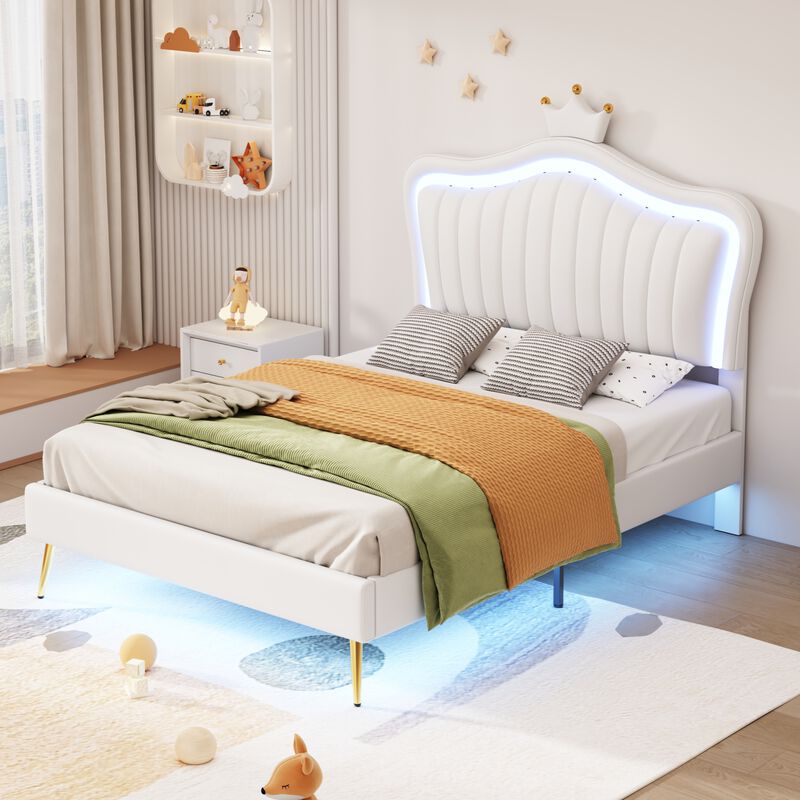 Merax Modern Princess Bed With Crown Headboard