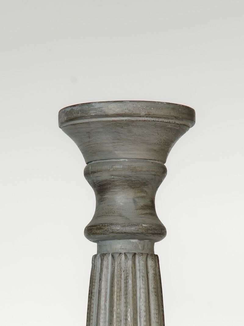 Traditional Antique Dusk Eco-friendly Handmade Mango Wood Set Of Three 6",9" & 6" Pillar Candle Holder