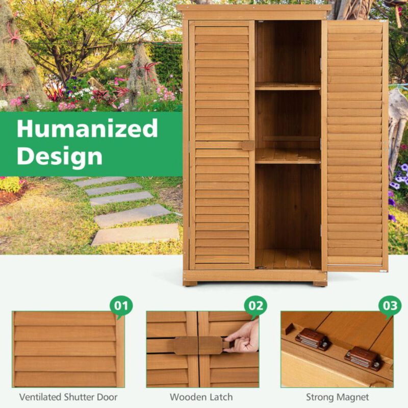 Hivvago Outdoor Wooden Garden Tool Storage Cabinet