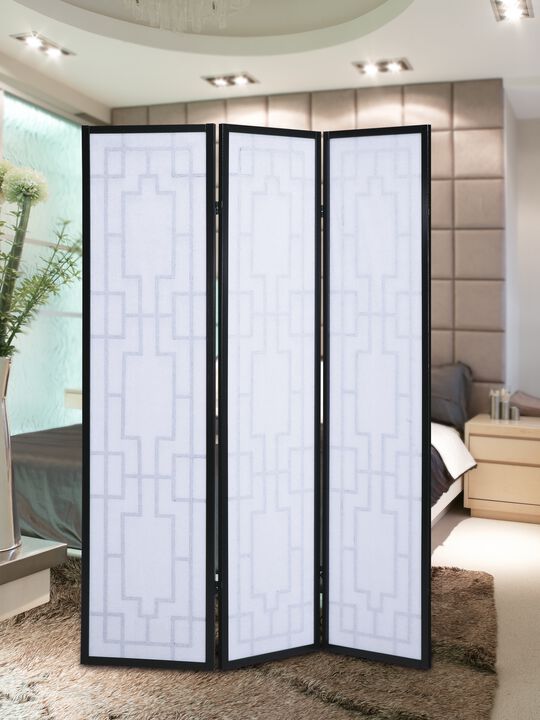 Streamdale Sudoku 3 Panel Room Divider Screen, Black