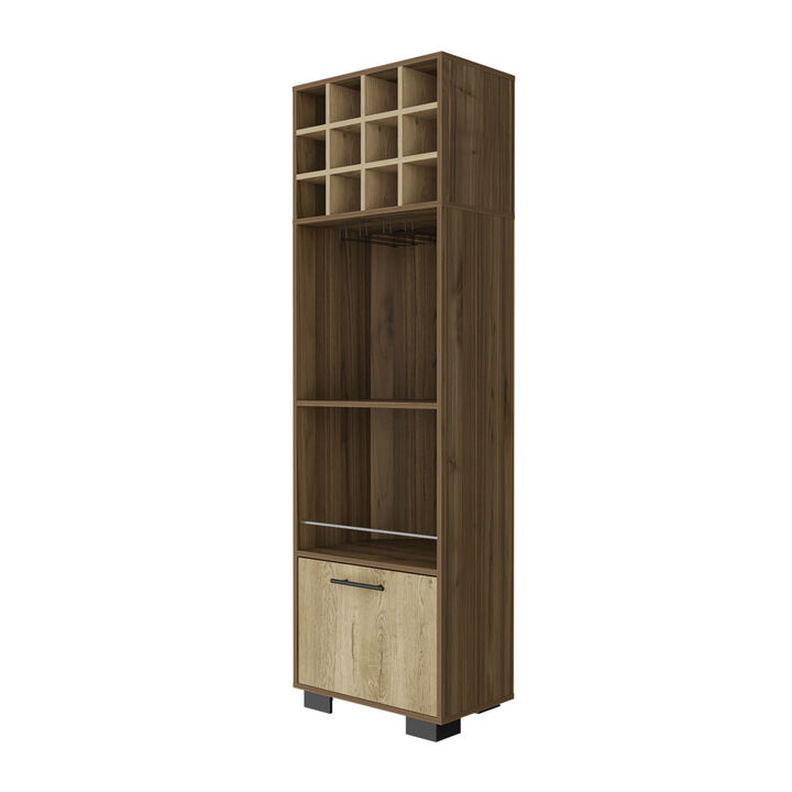 Jackson 12-Bottle 2-Shelf 1-Drawer Bar Cabinet Mahogany And Macadamia