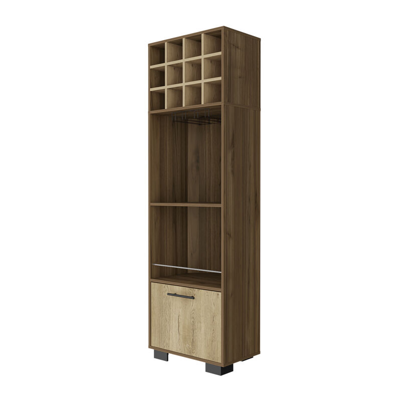 Jackson 12-Bottle 2-Shelf 1-Drawer Bar Cabinet Mahogany And Macadamia